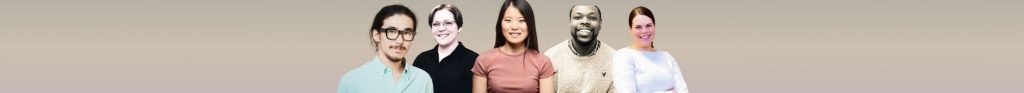 Headshot images of 5 different smiling young people of different ethnicities