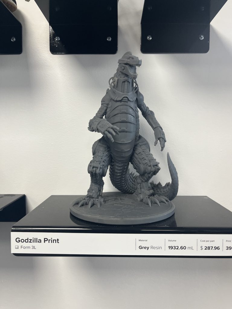 A 3D print of Godzilla