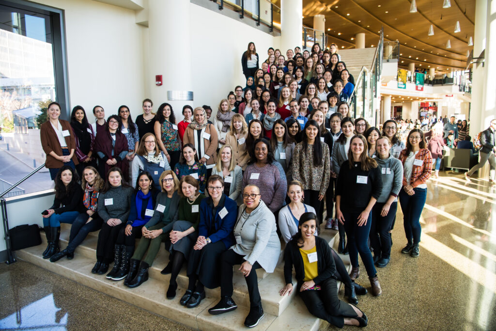 Speakers and attendees gather for a group photo at the 2019 Path of Professorship conference.