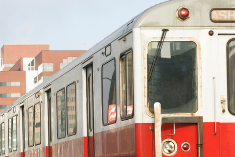 a red-line train in Boston