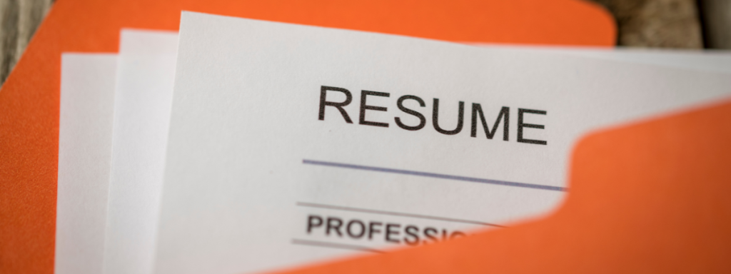 a resume sits in a folder
