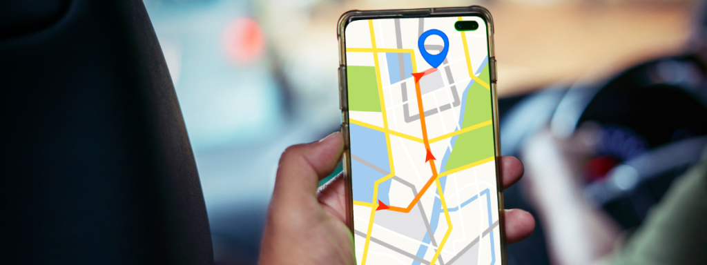 someone looking at a navigation app on their phone