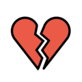 Red heart broken down the middle