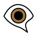 Brown eye in the shape of a speech bubble