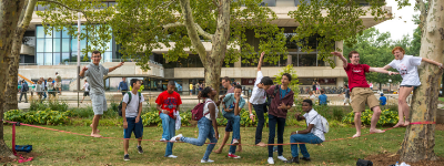 Freshman Orientation group of students having fun