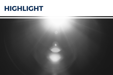 The word highlight and an image of a lens flare