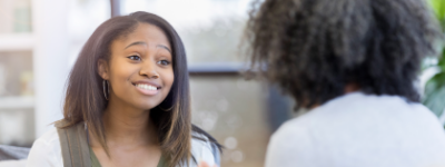 Interviewee while holding acceptance
