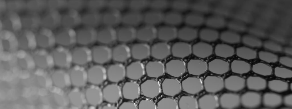 Close-up of an intricately-woven web of netting.