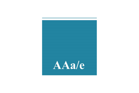 Blue box with AAa/e in white on bottom