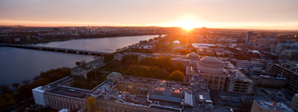 A scenic overhead view of campus.
