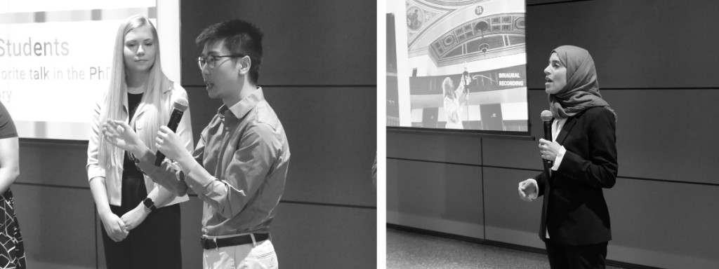Two Research Slam participants speak.