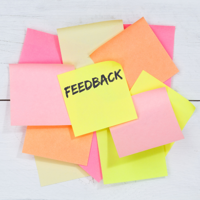 sticky notes with the word feedback written on them